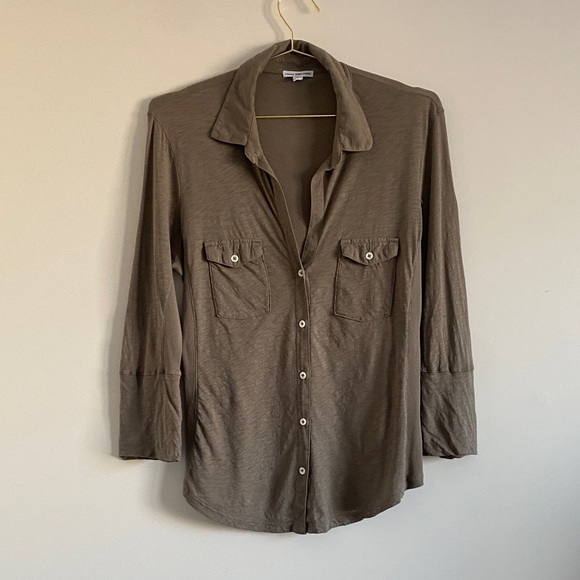 James Perse Standard Button-Front Jersey Shirt – Size 4 (Fits M/L) - Picture 2 of 10